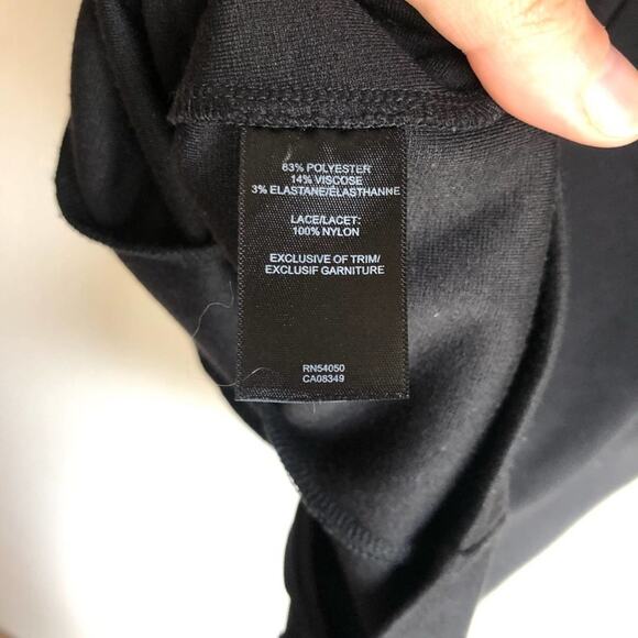 Robbie & Nikki Black Seamed Lace-Inset Top - Picture 6 of 6